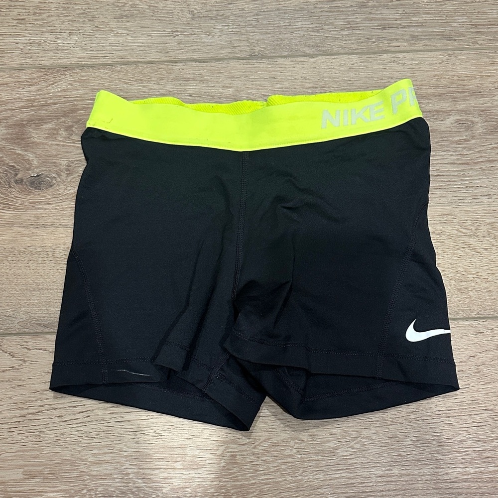 Nike Black Shorts with Neon Yellow Waistband